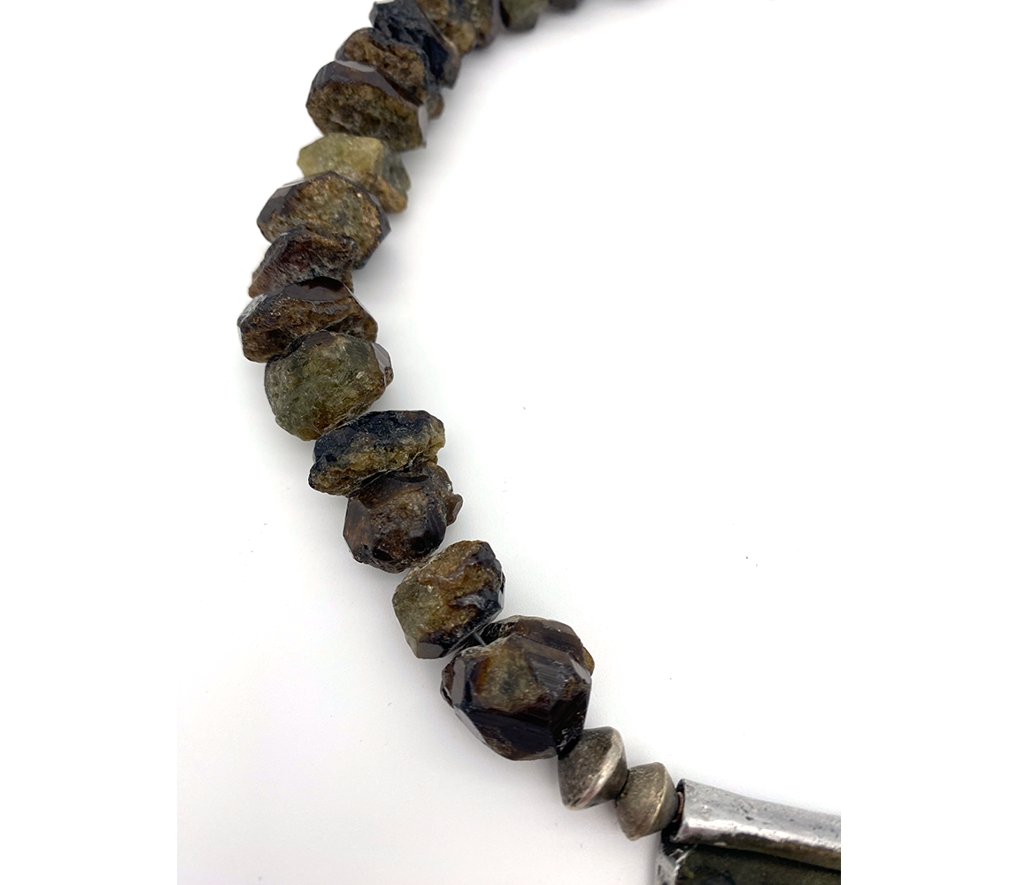Danielle Carbone Rough Green Garnet with Antique Taureg Necklace